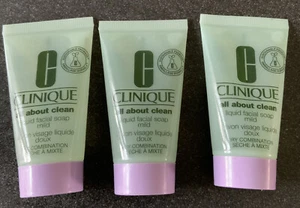 Clinique All About Clean Liquid Facial Soap Mild Dry Combination 3x30 ml - Picture 1 of 2