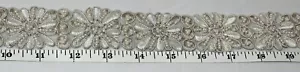 1,5" breite Borte - Perlen bestickt Blume Floral Elfenbein Borte Meterware M216.14 - Bild 1 von 1