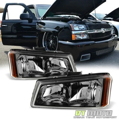 Faróis dianteiros pretos 2003-2006 Chevy Silverado 1500 2500 3500 Avalanche - Imagem 1 de 4
