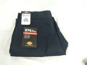 Dickies Men's 874 Classic Original Fit Uniform Work Pants Size: 34x30 DK Blue - Picture 1 of 2
