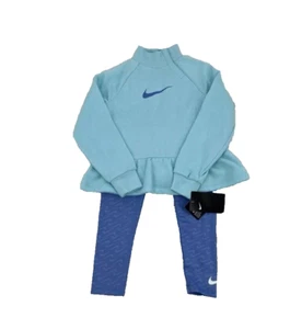NWT 2pc Nike Pastel Blue Sweatshirt & Leggings Set Light Girls Size 6x School - Picture 1 of 5