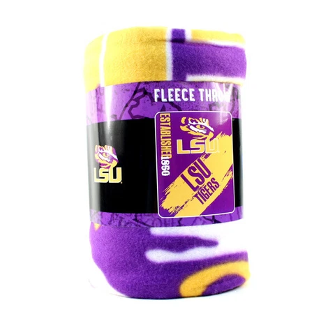LSU TIGERS LOUISIANA STATE UNIV TEAM BLANKET FLEECE SOFT THROW NCAA LICENSED NWT Cover