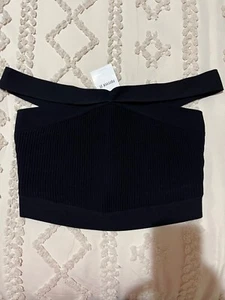 NWT forever 21 cropped black off the shoulder shirt - Picture 1 of 5