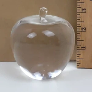 Kunst Glas Briefbeschwerer Apfel klar Home Schule Deko Vintage Kristall Obst - Bild 1 von 5