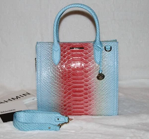 BRAHMIN Caroline Satchel Daylily Volute Leather Purse Tote Bag Handbag NWT $415 - Picture 1 of 7