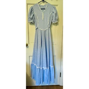 Vintage Blue Home Spun Maxi Dress 1970’s Gunne Sax Style - Picture 1 of 2