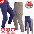 Cargo Pants Work Trousers BigBEE Elastic Band Ankle Cuff Cotton Tapered UPF 50+ 