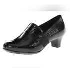 Aravon By New Balance Heels Womens 12 AA Loafer Pumps Black Leather Slip On