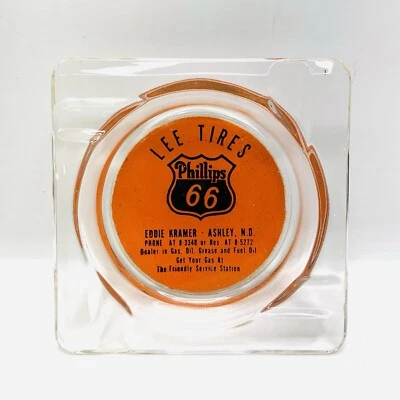 Cenicero publicitario vintage de petróleo y gas de Dakota del Norte Phillips 66 Foto 1 de 4