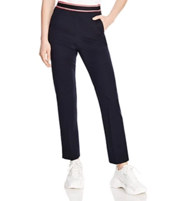 Pantalones Sandro Mujer Irene Rayas Cintura Pierna Recta Marino Talla 38/6US Foto 1 de 4