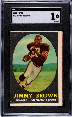 1958 Topps #62 Jimmy Brown Rookie HOF Browns SGC 1 - Image 1 of 2