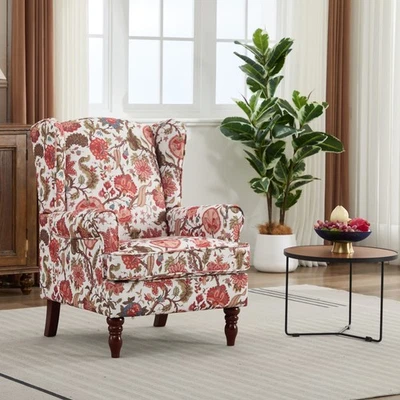 Sillón tapizado moderno con patas de madera retro para salón Foto 1 de 4