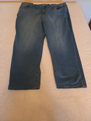 Pantalones de mezclilla Terra & Sky de pierna recta azul pequeño talla 22W cintura elástica. Foto 1 de 4