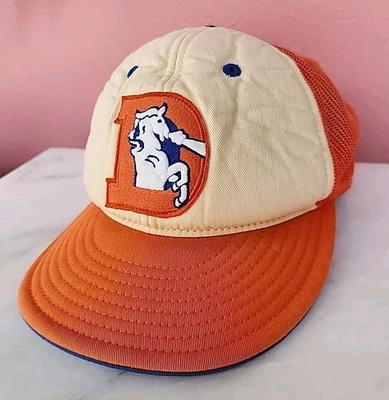 De colección Denver Broncos Snapback Sombrero NFL Reebok Malla Gorra Retro D Logo Naranja Azul Foto 1 de 4