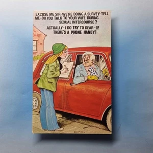 Postal de cómic C1980 Letchy Driver Survey Smokes Motor Car Bamforth & Co - Imagen 1 de 2