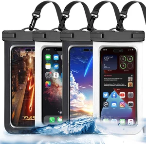 Up to 8.3" 4 Pack Black White Universal Waterproof Phone Pouch - Picture 1 of 16
