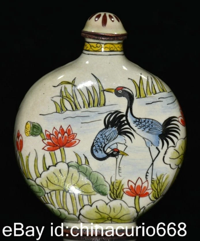 中国古美術・旧藏純銅製景泰藍四大美女の鼻煙壺・純手描き・七宝烧