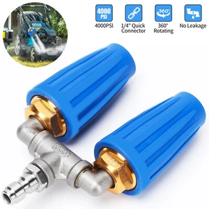 360° Rotating Pressure Washer Dual Turbo Nozzle 1/4" Quick Connector 2.5 Orifice - Picture 1 of 8