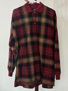 Camisa de hombre Dockers manga larga 100 % algodón rojo amarillo a cuadros talla M - Imagen 1 de 8