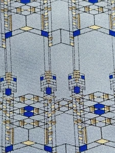 Frank Lloyd Wright Men’s Silk Necktie Blue Robie House Gate EUC - Picture 1 of 11