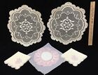 Lot Of 6 Doilies Pink Flower Applique Lace Crochet Edged Solid Gray Fray Edged