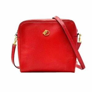 HERMES Jockey Shoulder Bag Horse R Engraving Red Rouge Vintage 6.3" x 6.5" Japan - Picture 1 of 10