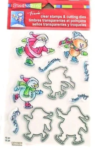 Christmas Santa Snowman Skating Stampendous Clear Stamp & Die Cut Set CSD10 NEW! - Picture 1 of 3