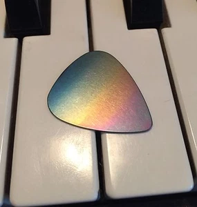 100% Titanium Rainbow Guitar Pick.  Metal USA Pride Silver Brass Copper - Picture 1 of 1