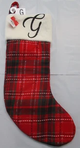 WONDERSHOP TARGET TARTAN RED CHRISTMAS STOCKING LETTER G MONOGRAM RED 18" NEW - Picture 1 of 3