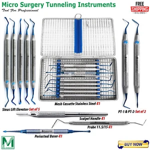 Dental Micro Oral Surgery Periodontal Kit With Mesh Cassette Instruments - Picture 1 of 14