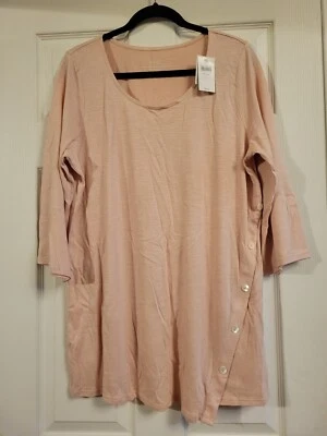 Suéter túnica rosa suave Jill talla L mezcla de algodón $64 venta al por menor Foto 1 de 4