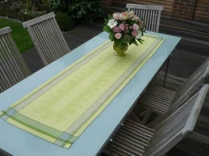 Chemin Toile Jacquard 50x170 CM Vert Clair Avec Ornements Et Ourlet à Jours - Picture 1 of 5