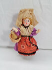 Antique French 6" Bisque & Compo Girl Doll w/Original Clothes & Market Basket