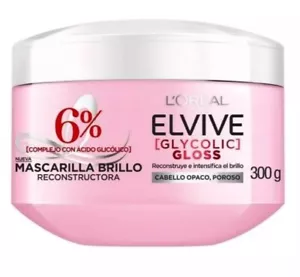 LOREAL ELVIVE GLYCOLIC GLOSS MASCARILLA BRILLO RECONSTRUCTORA/300G MASK - Picture 1 of 5
