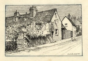 Flüsse Julian, Old Street Scene, Rottingdean, Sussex – c.1960 pen & ink drawing - Picture 1 of 2