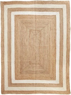 Rug Jute in Square Handmade Carpet Door Mat Indian Rug for Living Room - Image 1 of 4