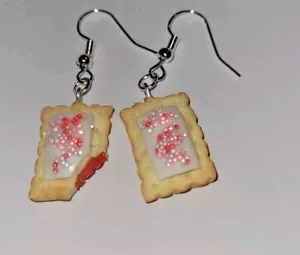 Orecchini Charm Pop Tart Filo Argento Cibo Colazione Charms - Foto 1 di 4