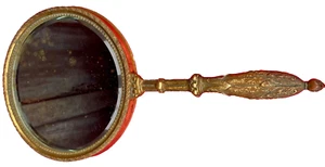 19th Century Louis XVI Style Bronze and Brass Hand Face Beveled Mirror - Picture 1 of 15