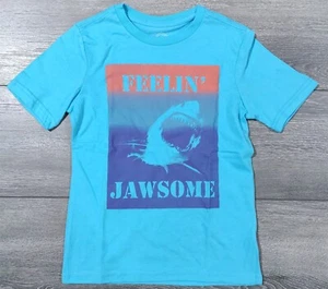 Shark Shirt Boys Medium 8 Feelin' Jawsome Blue Short Sleeve Novelty Tee T-Shirt - Picture 1 of 2