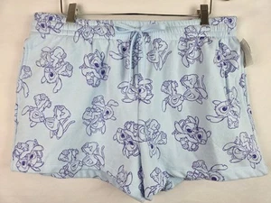 Disney Stitch Women's Shorts Size XL Light Blue Fleece Sweat Shorts Pull On - Picture 1 of 8