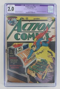 Action Comics #65 Superman CGC 2.0 Hitler Americommando 1943 Cameron, Joe Greene - Bild 1 von 2