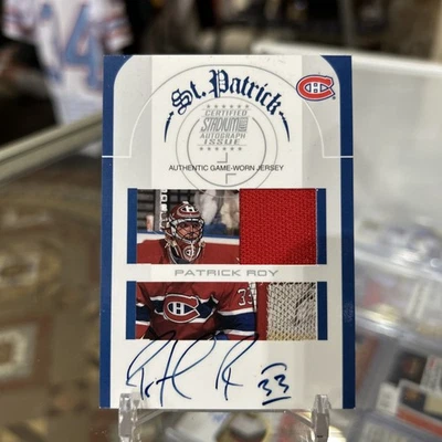 2002-03 Topps Stadium Club St. Patrick Roy Game Patch Auto SP /250 Canadiens HOF - Image 1 of 2
