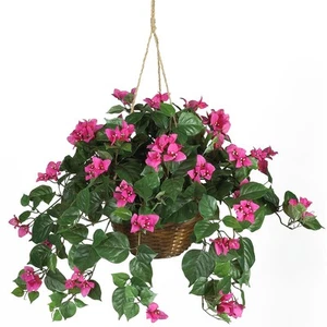 Nearly Natural 6608 Bougainvillea Hanging Plant in Basket (6608) - Picture 1 of 1