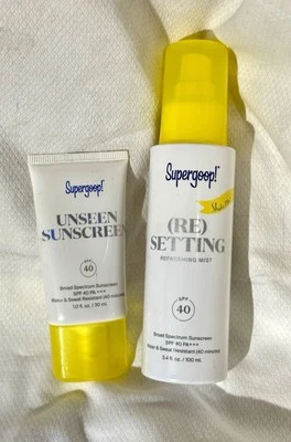 Supergoop! Protetor solar invisível - FPS 40 I oz e névoa facial refrescante redefinindo 3,4 - Imagem 1 de 2