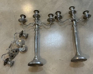 Large Vintage Silver Heavy Candelabras (2) With Add. Arms & Plates *Needs Polish - Picture 1 of 8