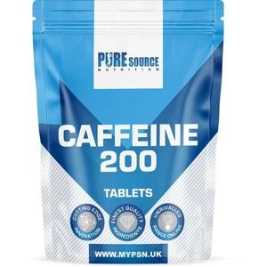 Pure Caffeine 200mg Vegan Tablets Pre Workout Pharmaceutical Grade Energy Focus - Picture 1 of 19