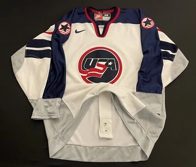USA Olympic Hockey Jersey Mens AUTHENTIC Vintage Jersey Size 48 Fighter Strap - Image 1 of 4