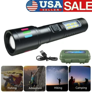 Super Bright COB LED 6Modes Flashlight USB Rechargeable Tactical Torch Zoom Lamp - Picture 1 of 15