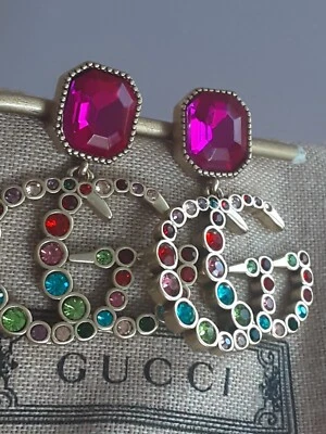 100% Gucci  Earrings logo GG colored flowers  box & Dust bag - Image 1 of 4