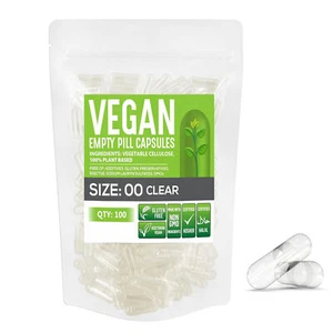 Size 00 Empty Capsules 100 Count Clear Empty Vegan Capsules Vegetarian Veggie - Picture 1 of 14